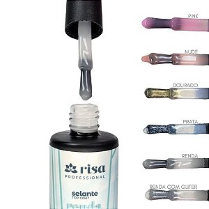 Selante Top Coat Risa 10g UV LED Nude Pink Silver Gold Renda Finalizador Para Unhas Variação:Renda