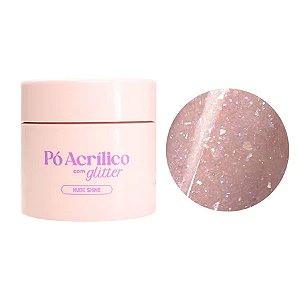 Pó Acrílico Vòlia 20g Com Glitter Shine Para Alongamento De Unhas Variação:Nude Shine