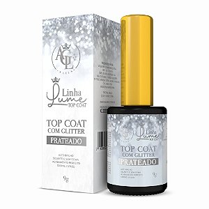 Top Coat AGL Linha Lume 9g Glitter UV LED Dourado Prateado Para Unhas Variação:Prateado
