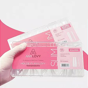 Moldes Anylovy Para Alongamento De Unhas F1 Mix Color Bailarina Francesa Reversa Variação:Bailarina Slim 00mm