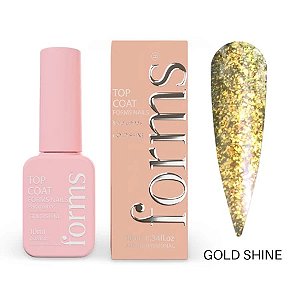 Top Coat Forms 10ml Sem HEMA Sem TPO UV LED Para Unhas Gel Fibra Variação:Gold Shine