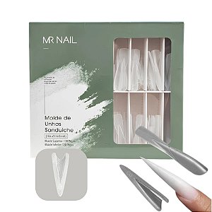 Molde De Unhas Sanduíche MR Nail Reutilizável Para Alongamento Gel Polygel Variação:BW102