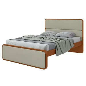 Cama Casal Leder - 1,40M (Amendoa)