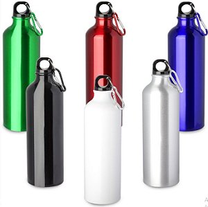 Garrafa em Alumínio com mosquetão 750ml (Gravação a Laser)