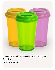 Copo Acrílico Usual Drink 400ml com Tampa Bucks