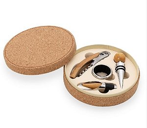 Kit Vinho 4 Peças Cortiça(Gravação Laser)