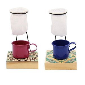 Coador Café com Xícara 80 ml, Mariquinha e Suporte