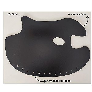 Gode Paleta p/ Pintura em Formato Anatômico Oval Grande Preto 39x27 cm