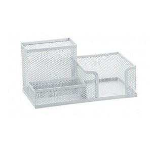 Porta Lápis Caneta Clips Aramado Branco GV Office 3 Divisórias