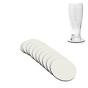 Porta Copo Bolacha MDF Branco 9 cm 3 mm Base p/ Caneca Embalagem c/ 10 Unidades