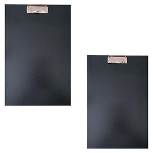 Prancheta A4 Lousa Portátil Oficio MDF Preto c/ Prendedor Kit 2 Unidades - Gv Office