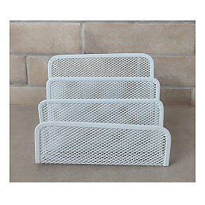 Porta Treco Organizador de Mesa Papéis Bloco Adesivos Notas Branco