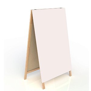 Cavalete Branco de Calçada 60x40 cm Mold. Madeira Dupla Face Gv Office