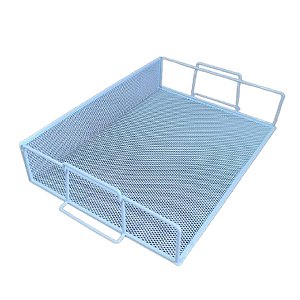 Caixa de Correspondência Organizador de Mesa Bandeja Metal Empilhável Branco 1 Unidade