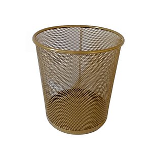 Lixeira de Escritorio, Cesto de lixo Aramado 10L Dourado Gv Office