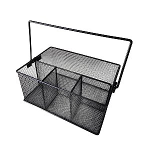 Organizador de Mesa, Porta Treco, Porta Talheres, c/ Alça, Aramado, Preto