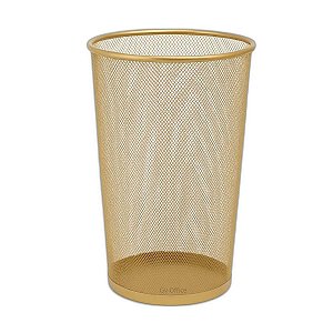 Lixeira Metal Dourada Grande 25 Litros 27x50cm Gv Office