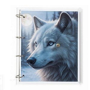 Caderno Fichário Argolado Pasta Organizadora 4 Argolas Cachorro Transparente Fechamento c/ Botão