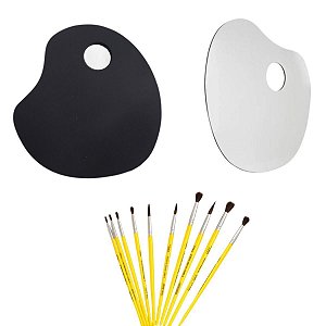 Gode Paleta p/ Pintura em Formato Anatômico Oval 21x17 cm Kit c/ 10 Pinceis