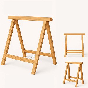 Kit Cavalete p/ Bancada 60x60 cm Suporte de Madeira 2 Unidades Gv Office