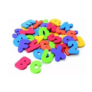 Letras e Números, Alfanumérico, EVA, 36 Peças Colorido 8 cm