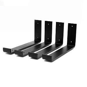 Kit Mão Francesa Invertida Aço Preto 4 Unidades Escolha seu Tamanho