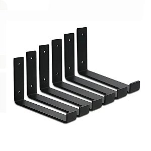 Kit 6 Unidades Mão Francesa Invertida Aço Preto Escolha seu Tamanho