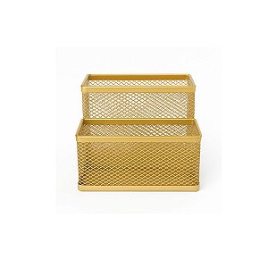 Organizador de Mesa Porta Maquiagem Porta Caneta Porta Treco Metal Dourado