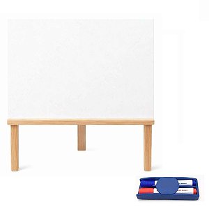 Lousa Infantil Branca Portátil 60x50cm Tripé c/ Apagador e 2 Marcadores Educativo em Madeira Gv Office
