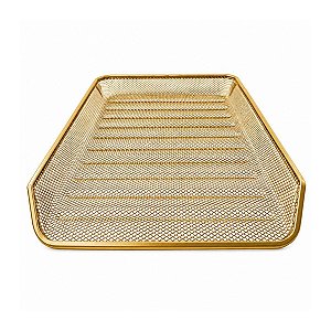 Bandeja Organizadora de Mesa Multiuso Escritório Dourada 34x27cm Gv Office