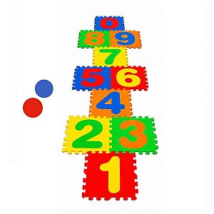 Tapete EVA Infantil Amarelinha Educativa 12 Peças Coloridas 5mm Brinquedo Pedagógico Gv Office