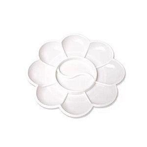 Kit 5 Unidades Mini Paleta para Pintura Flor Branco 8 cm 12 Cavidades
