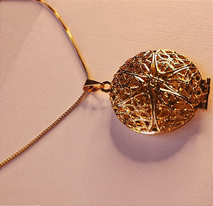 Colar Relicário Círculo Vazado Banhado a Ouro