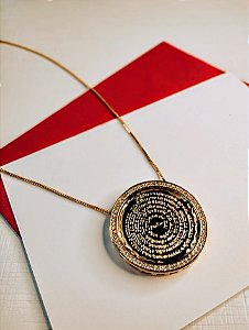 Colar veneziana com medalha Pai nosso com detalhes em minizirconias
