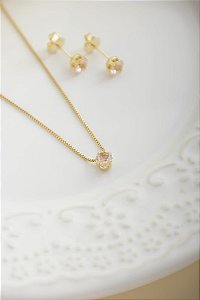 Conjunto Ponto de Luz banhado em ouro