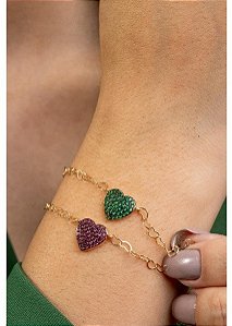 Pulseira com coração ao meio