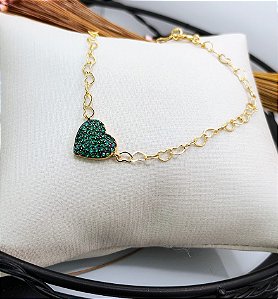 Pulseira coração meio