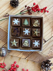 Caixa com 9 Bombons Finos – Decoração Natalina