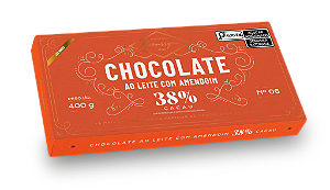 Barra de Chocolate Haenssgen Ao Leite com Amendoim 38% Cacau 400g