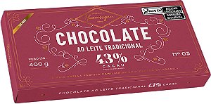 Barra de Chocolate Haenssgen Ao Leite 43% Cacau 400g