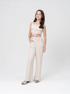 Blusa Linho Cropped Cru Infantil