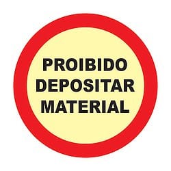 Placa Proibido Depositar Material PDM 21x21