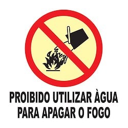 Placa Proibido Utilizar Água Para Apagar O Fogo P3 21x21