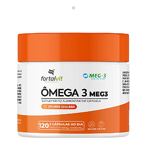 Ômega 3 MEG-3 Alta Concentração EPA 990mg DHA 660mg - 120 Cápsulas - Pureza Garantida, Fortalvit