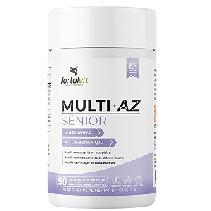 Multi AZ 50+ com Coenzima Q10 e Arginina, Longa Duração: 3 Meses de Uso, 22 Vitaminas e Minerais Essenciais, 90 Cápsulas