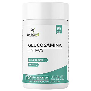 Glucosamina + Ativos com Condroitina e MSM, 120 Cápsulas, 2 Meses de Uso, Longa Duração, Fortalvit
