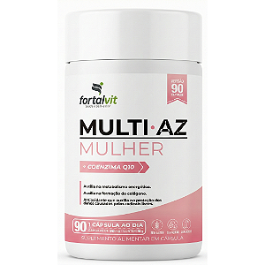 Multi AZ Mulher Com Coenzima Q10 Longa Duração: 3 Meses de Uso, 21 Vitaminas e Minerais Essenciais, 90 Cápsulas