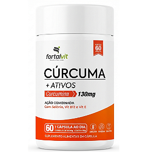 Cúrcuma 60 Cápsulas, 2 Meses de Uso, com Vitamina E, Selênio e B12, Longa Duração, Alto Teor Curcumina, Fortalvit
