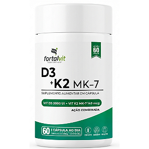 D3 2000UI  Vitamina K2 MK7, 60 Cápsulas, 2 meses, Fortalvit