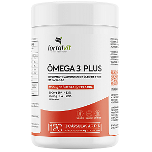 Ômega 3 Plus 1650mg - Alta Concentração 990mg EPA / 660mg DHA (33/22) - Proteção Antioxidante com Vitamina E, 120 Cápsul